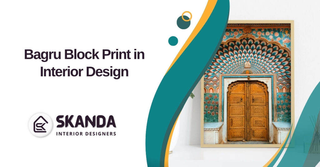 Indian living space featuring rustic Bagru print wall art and wooden furnishings