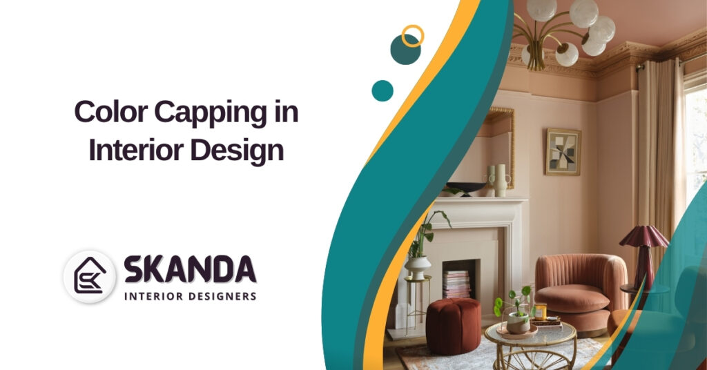 Indian living room showing layered shades from wall to ceiling in ombré colour capping style