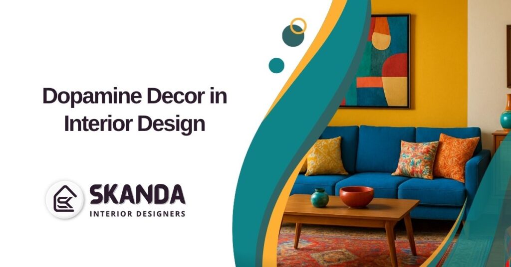 Colorful living room with bold accent wall, bright textiles, and playful décor