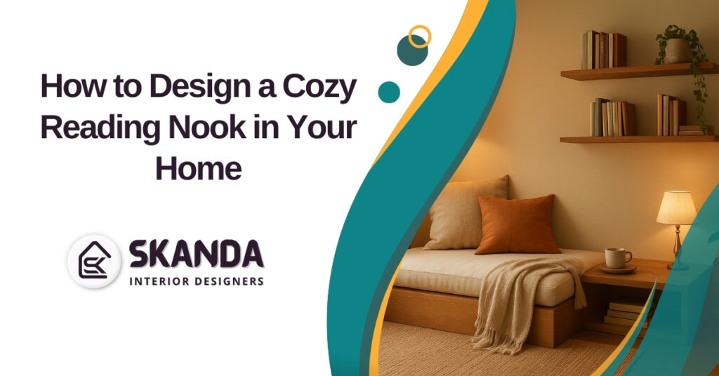 Cozy reading nook in an Indian home with warm lighting and comfortable seating