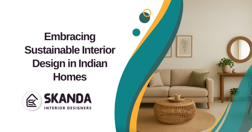 Sustainable interior design in an Indian home with natural light and eco-friendly furniture