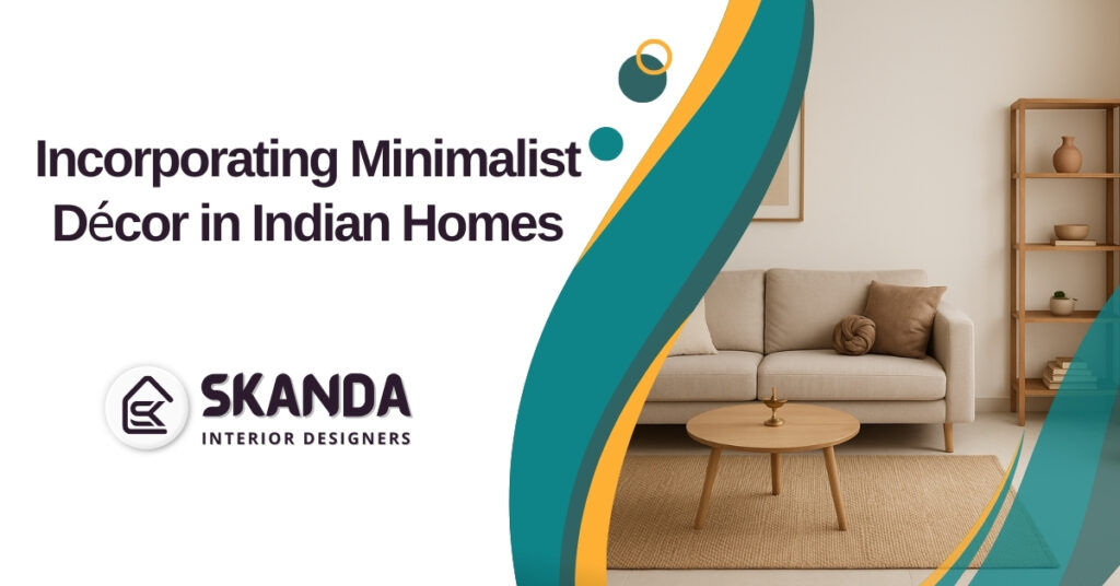 Minimalist living room in an Indian home with neutral tones and clean furniture