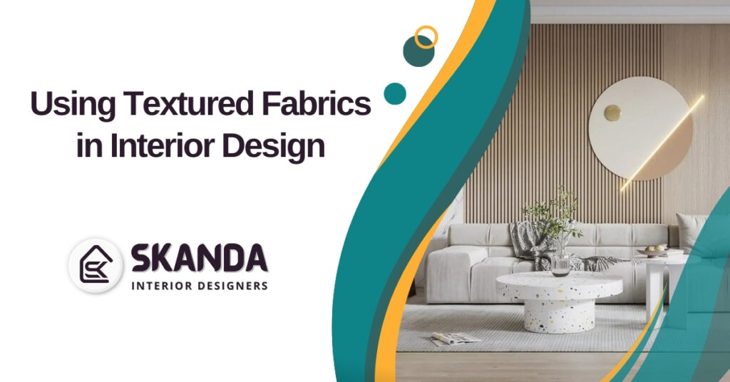 Living room styled with textured fabrics in cushions, rugs, and curtains