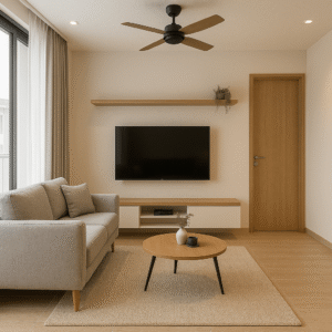 Apartment living room by interior designers in Tirupati for apartments