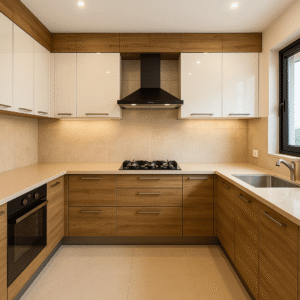 Modular Kitchen Designing in Tirupati modern U-shaped layout